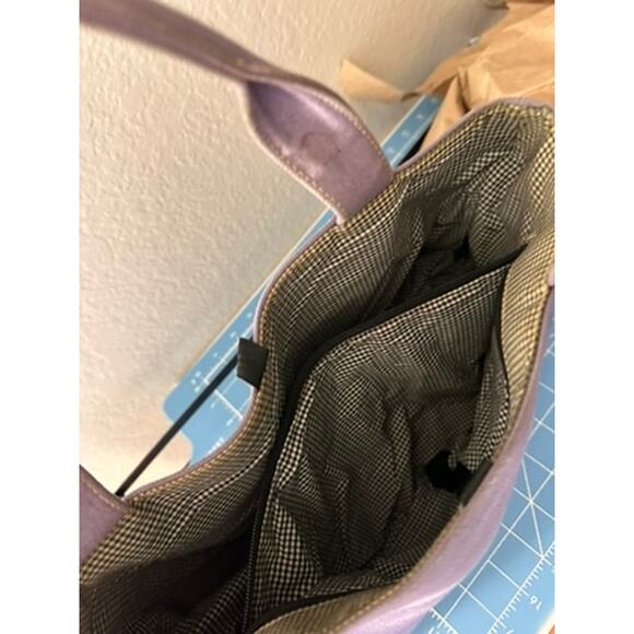 Kate Spade Purple Tote Bag | Structured Handbag with Pocket and ribbon tie top - Picture 9 of 10